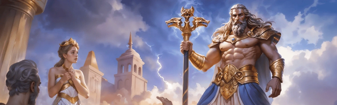 Cazeus Casino welcome bonus banner offering £100 bonus and 50 free spins, featuring a Zeus-style character and a call to claim the casino sign-up offer